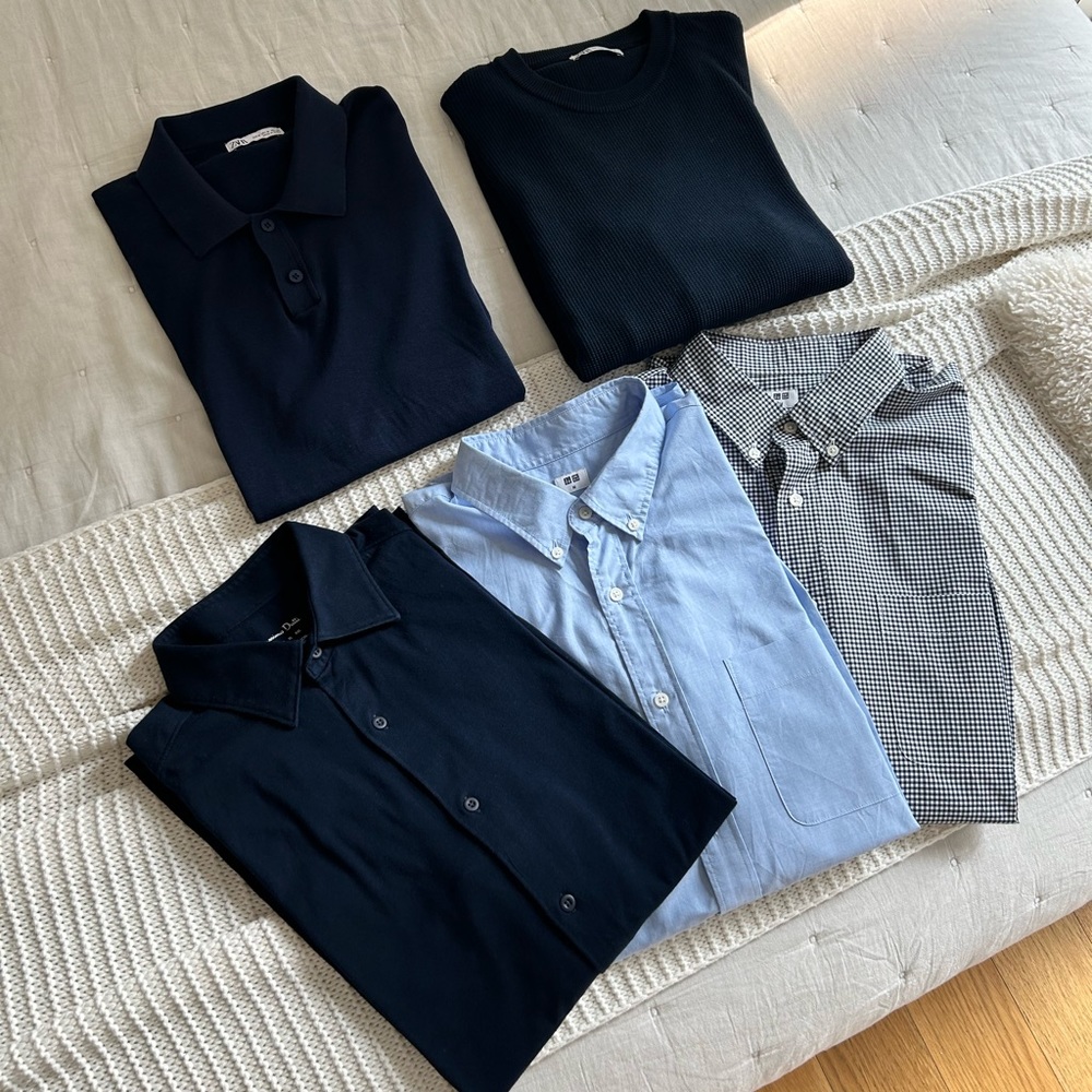 Massimo Dutti | Zara | Uniqlo Men Tops for a Capsule Wardrobe 💧 Blues 💧 Size M